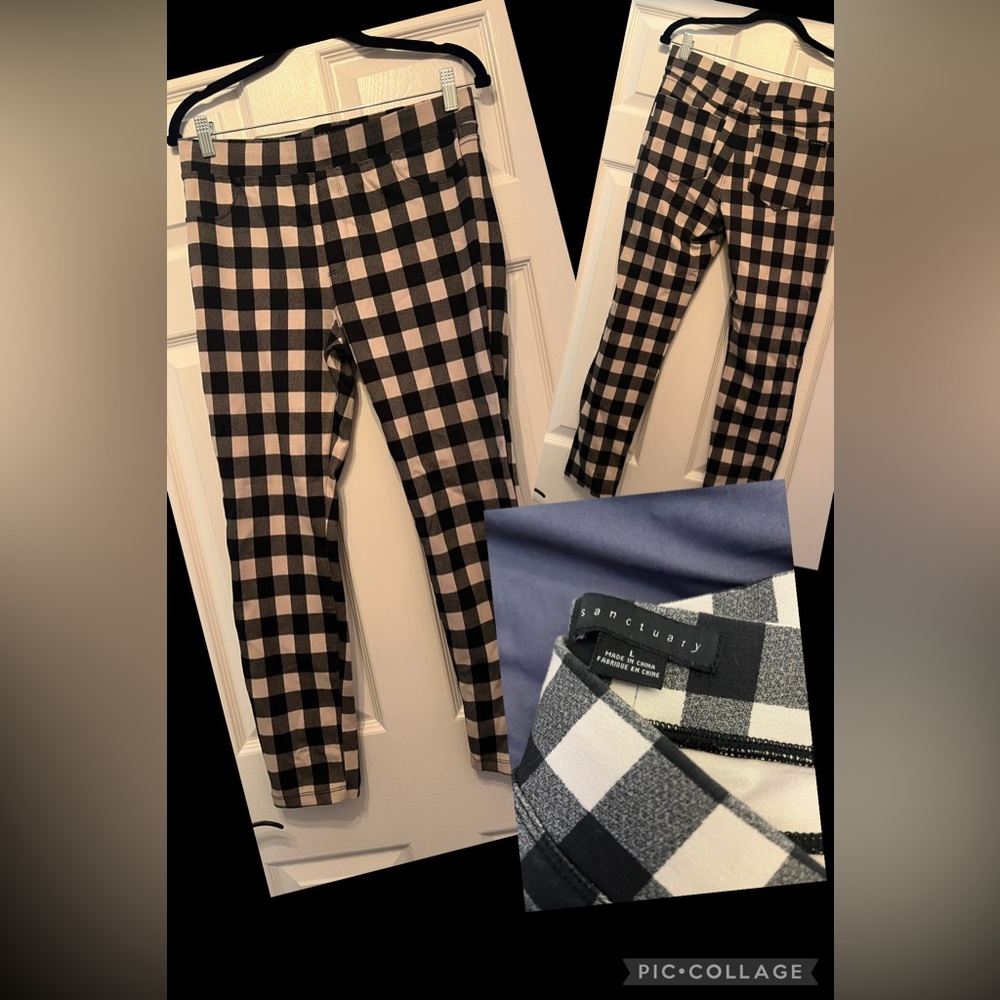 Sanctuary Black and White Checkered Pants